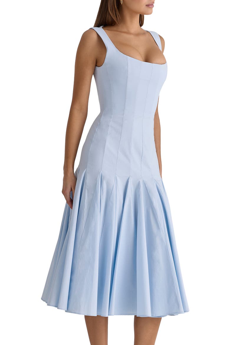 Soretta Pleated Lace-Up Fit & Flare Cocktail Dress, Alternate, color, BLUE