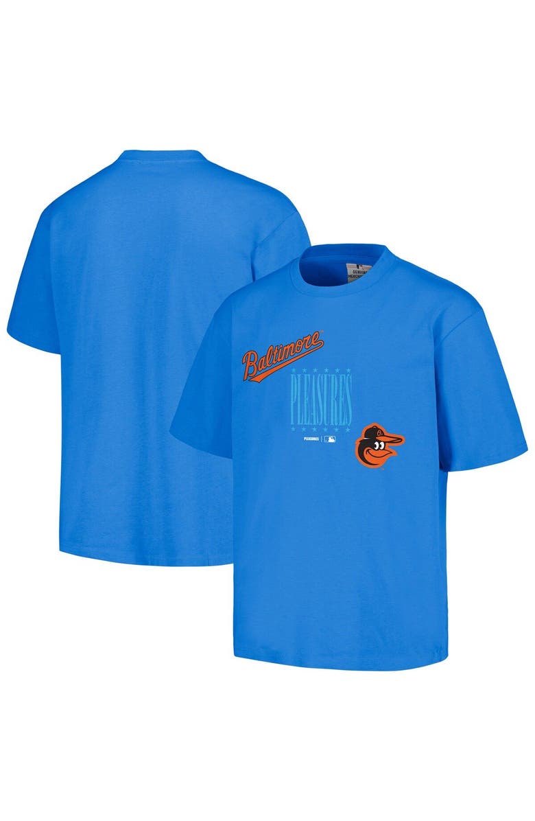 PLEASURES Men's PLEASURES Blue Baltimore Orioles Repurpose T-Shirt, Main, color, Blue