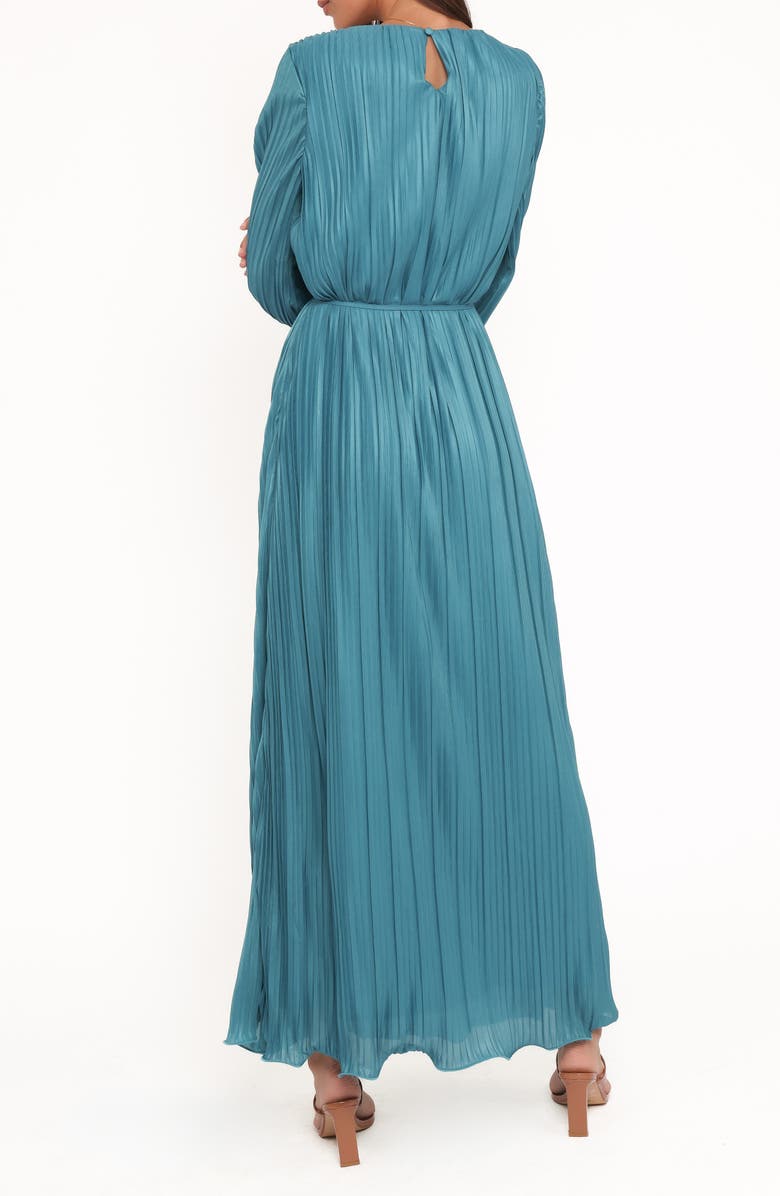Petal & Pup Armena Pleated Long Sleeve Dress, Alternate, color, Teal