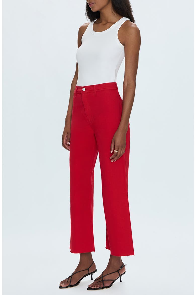 Penny Crop High Waist Raw Hem Wide Leg Jeans, Alternate, color, RUBY