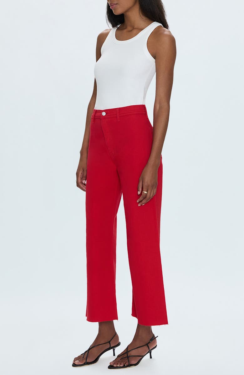 Pistola Penny Crop High Waist Raw Hem Wide Leg Jeans, Alternate, color, Ruby