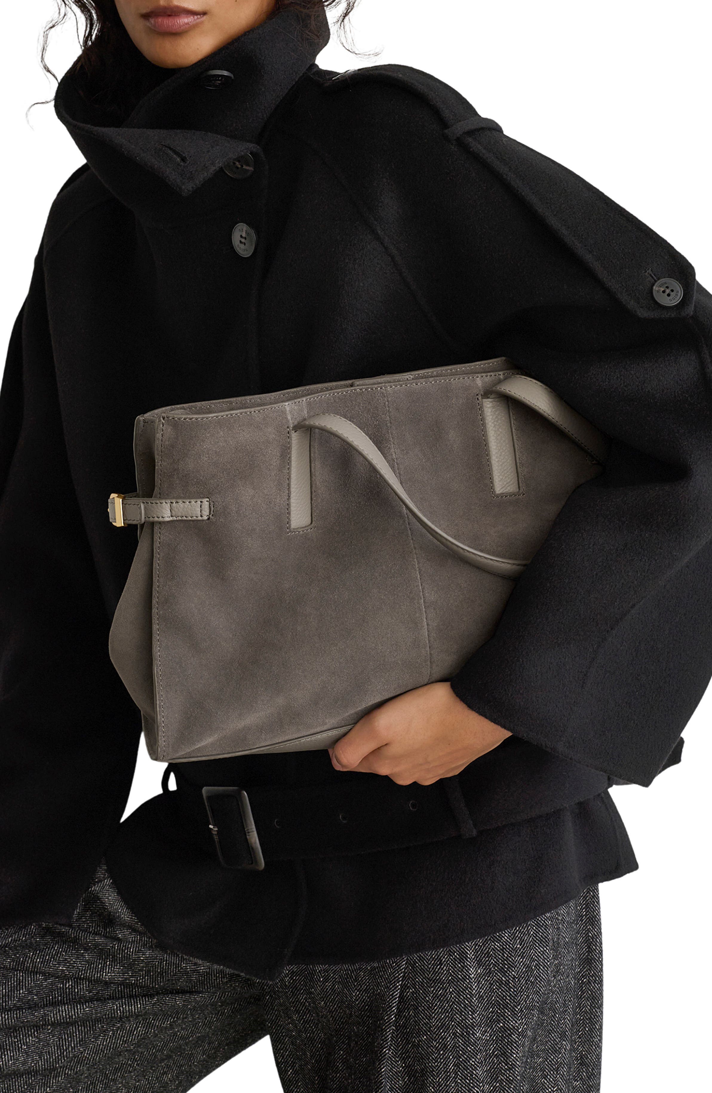 Elise Suede Tote, Alternate, color, GREY