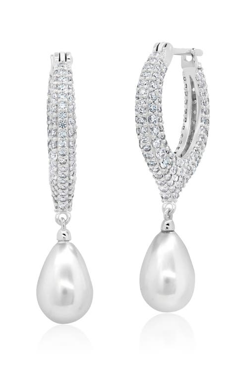 Teardrop Pearl & Pavé Drop Earrings
