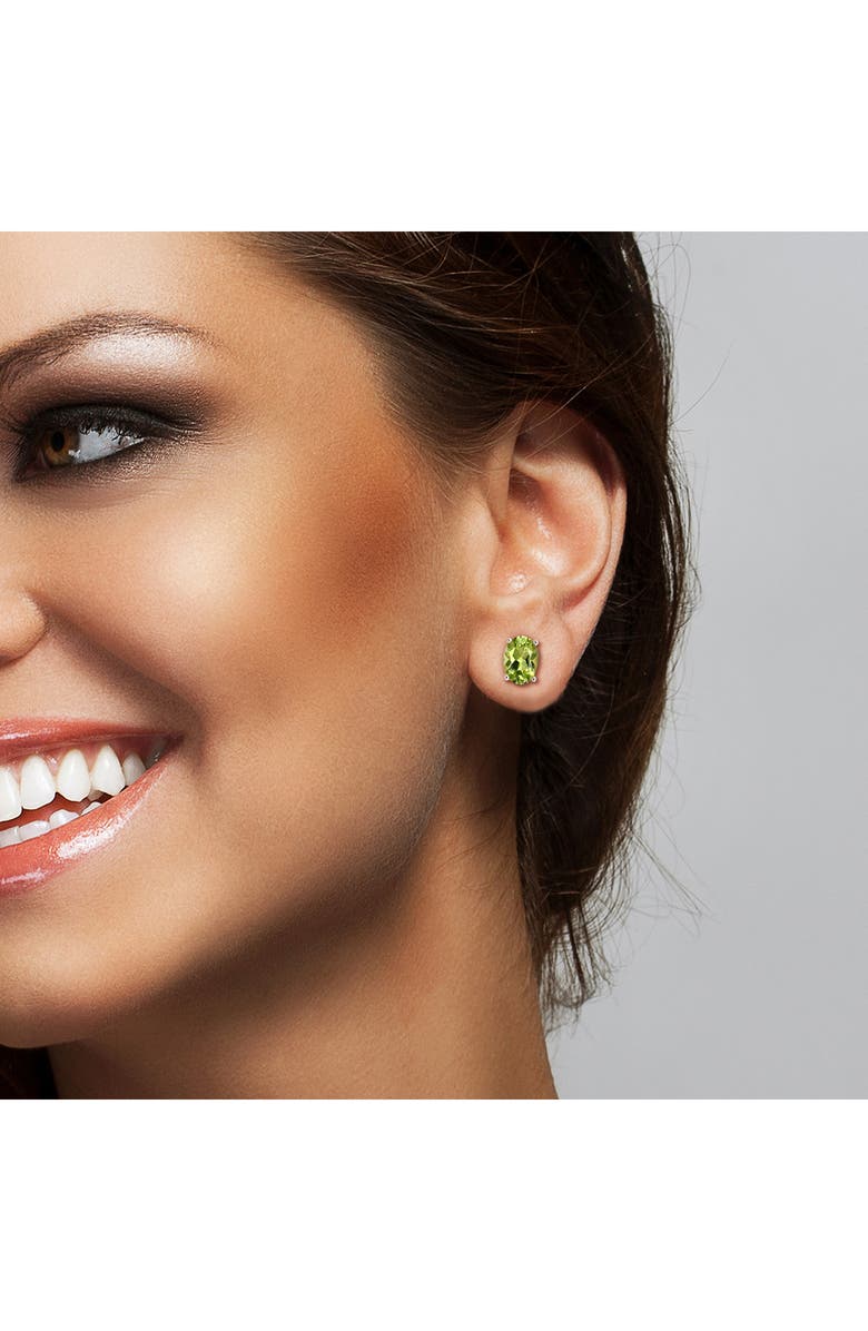 DELMAR Sterling Silver Oval Peridot Stud Earrings & Necklace Set, Alternate, color, Green