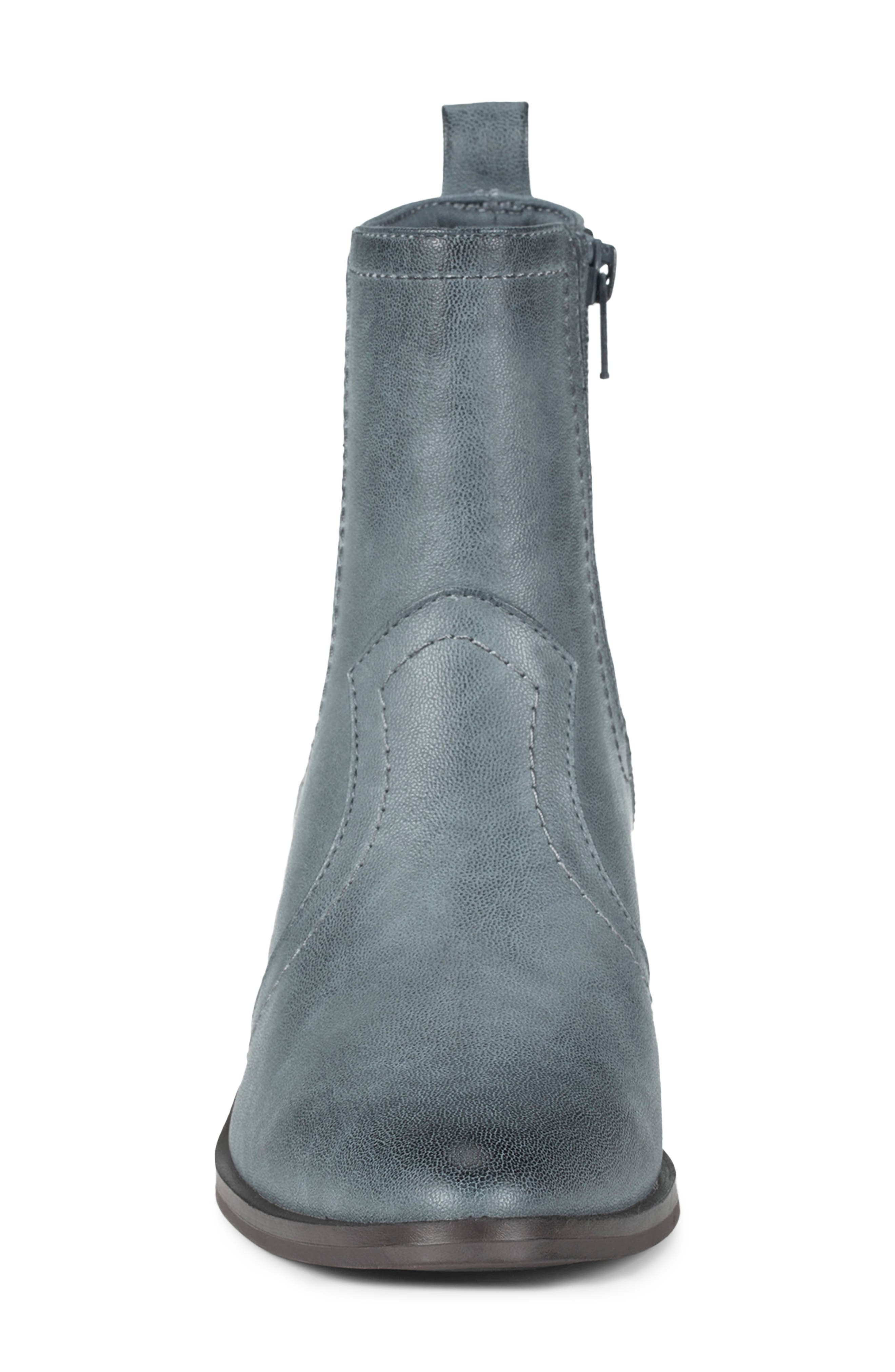 Dainah Croc Embossed Faux Leather Western Bootie, Alternate, color, NAVY