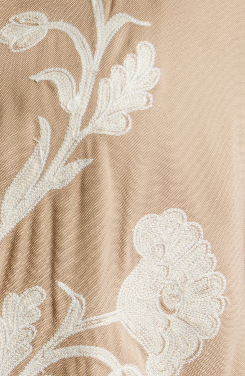 THE GREAT. The Western Herd Midi Shirtdress, Alternate, color, Soft Tan W/ Cream