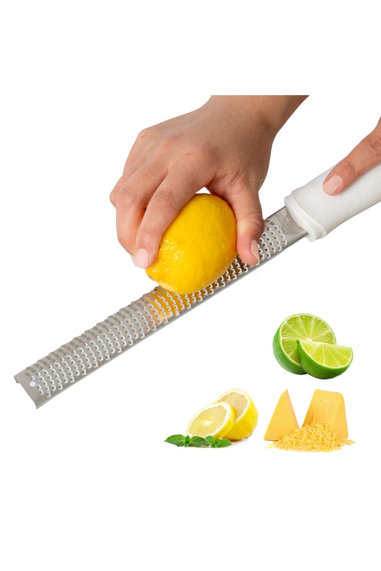 Stainless Steel Citrus Zester with White Handle, Main, color, Stainless Steel