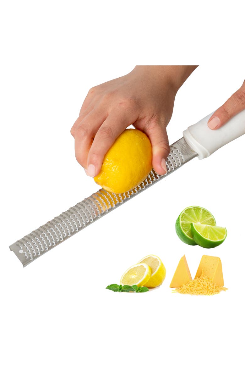 A Bar Above Stainless Steel Citrus Zester with White Handle, Main, color, Stainless Steel