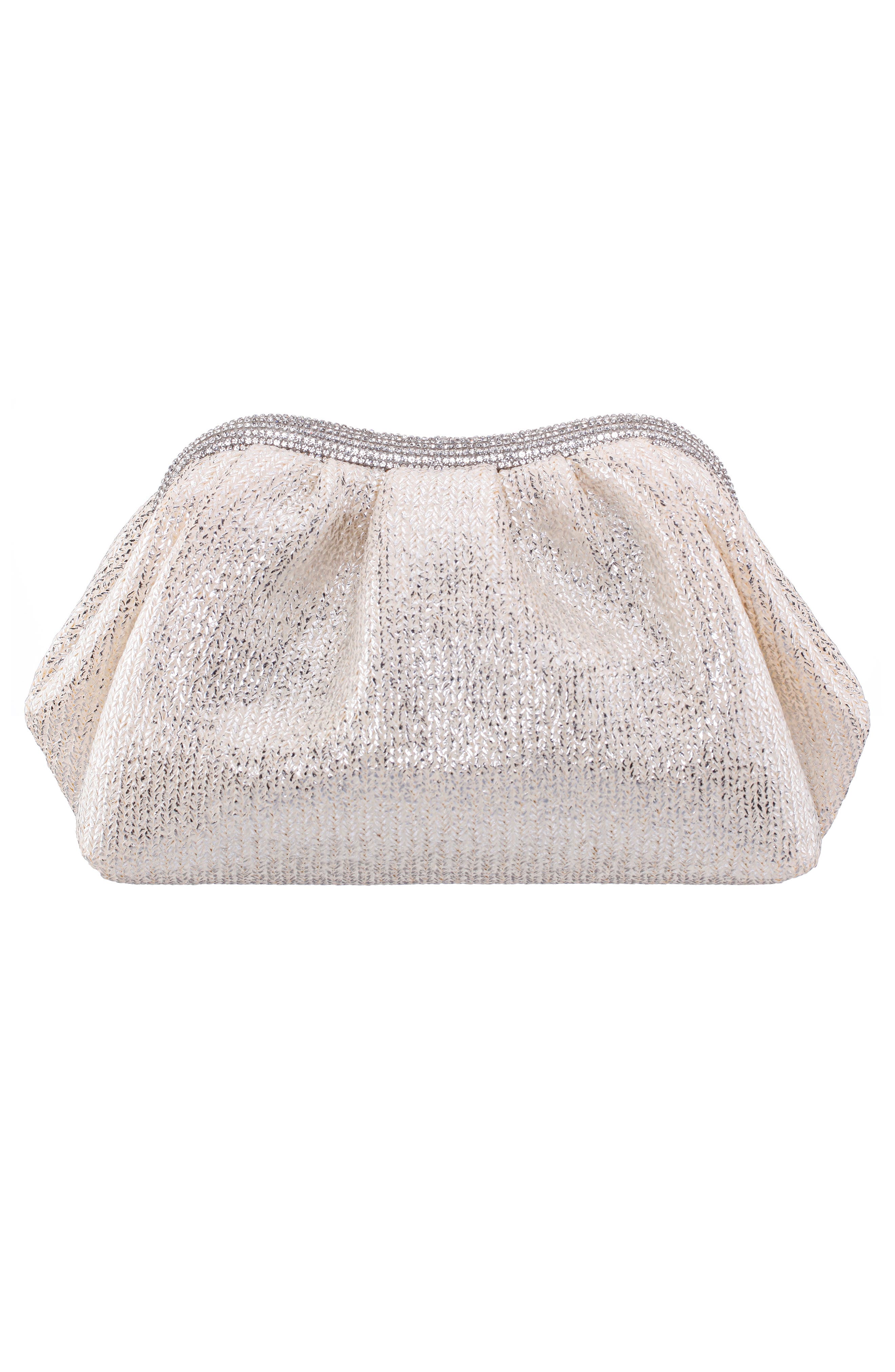 Nina Zayla Frame Clutch, Alternate, color, Silver