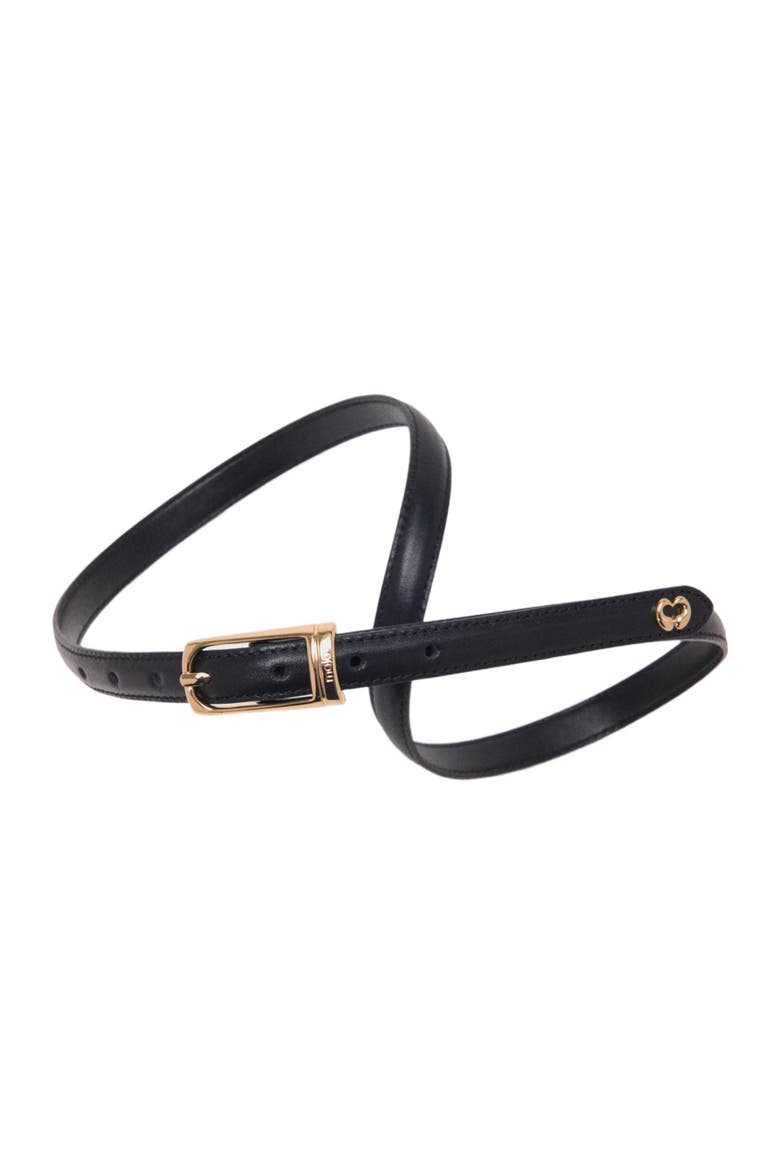 Slim leather belt, Alternate, color, Black