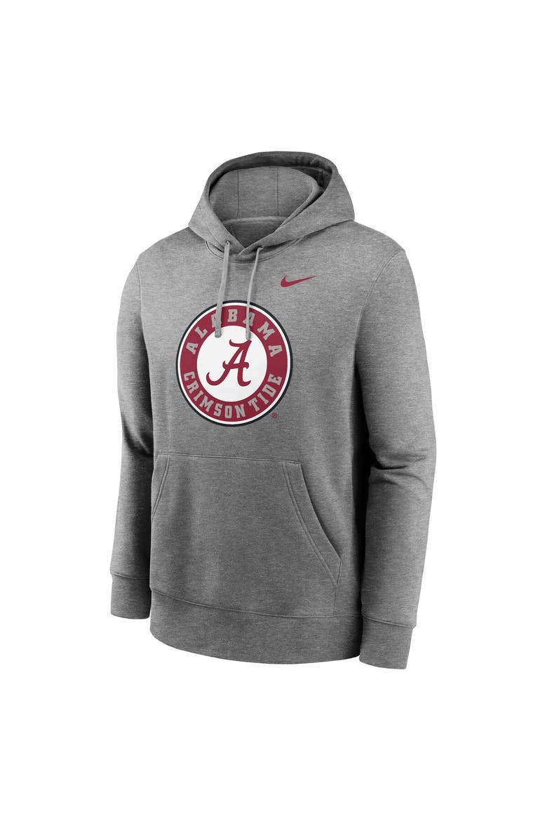 Men's Nike Heather Gray Alabama Crimson Tide Primetime Alternate Logo Club Fleece Pullover Hoodie, Alternate, color, Heather Gray