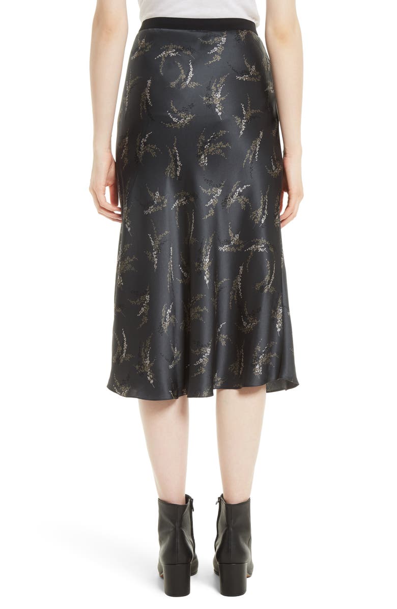 Vince Spring Floral Pull-On Silk Midi Skirt, Alternate, color,