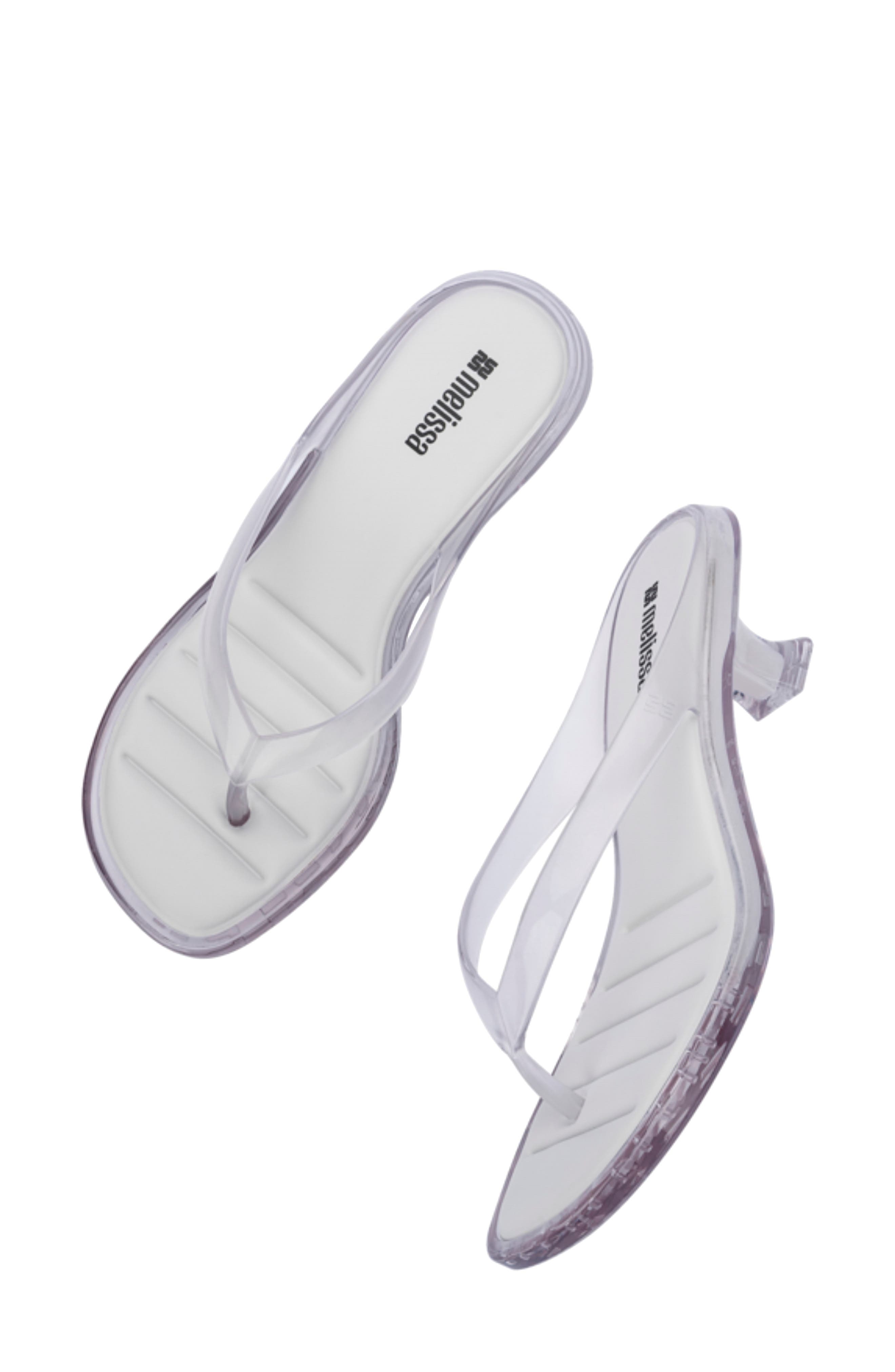 Kitten Heel Flip Flop, Alternate, color, CLEAR/WHITE