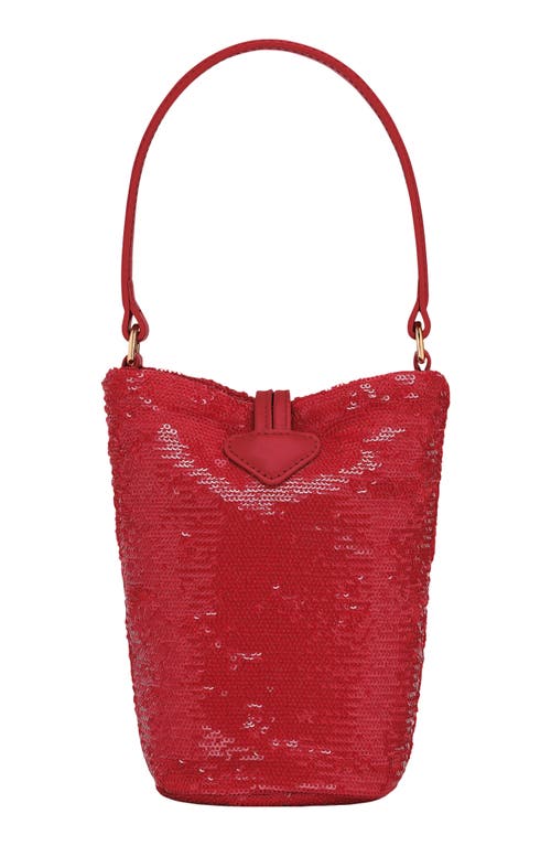 Longchamp Le Roseau Sparkling Bucket Bag In Red