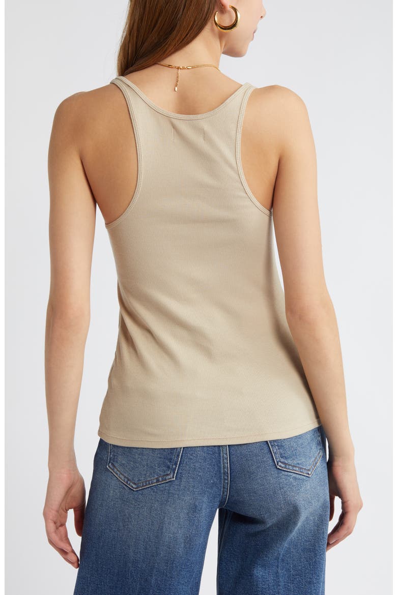 Rib Racerback Tank, Alternate, color, TAN OXFORD