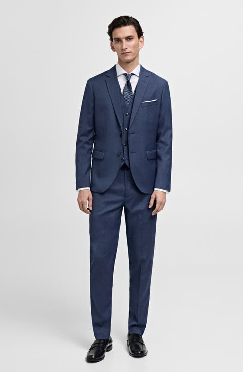 Shop Mango Paris Superslim Fit Stretch Suit Vest In Ink Blue