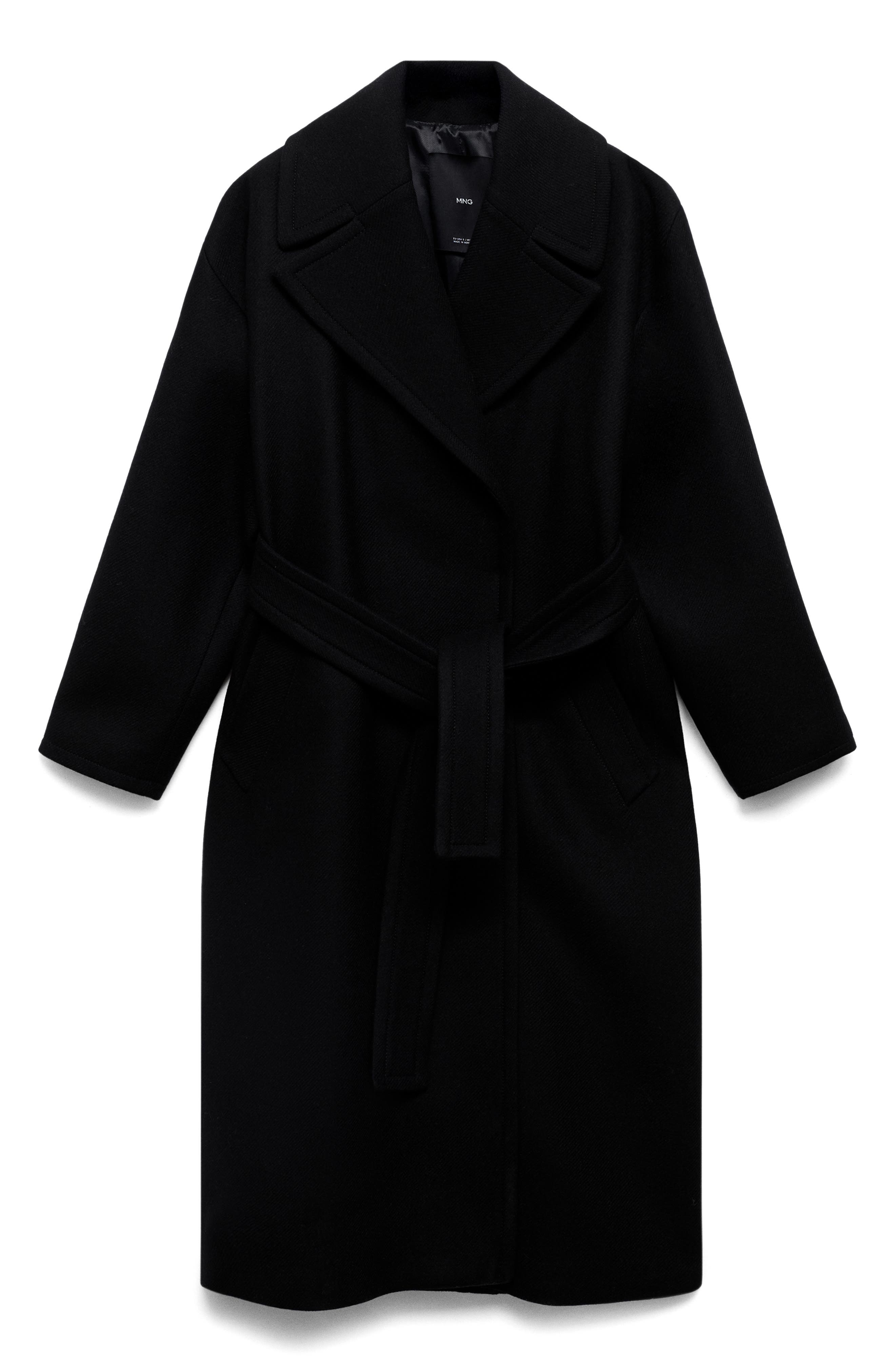 Женские MANGO Belted Wool Blend Coat — фото 4