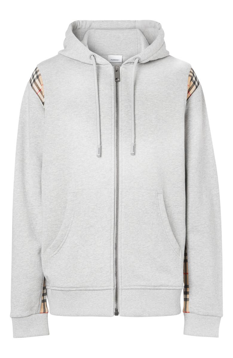 Burberry Check Panel Cotton Hoodie, Alternate, color,