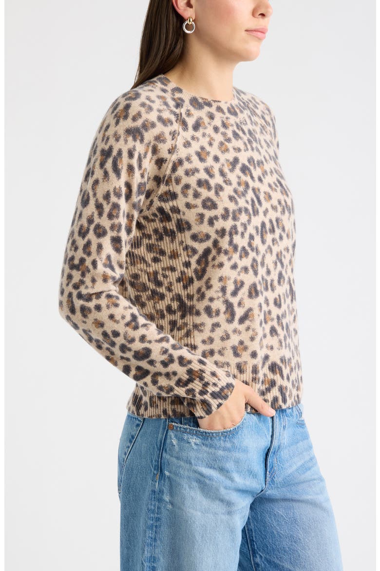 Animal Print Wool & Cashmere Sweater, Alternate, color, TAN- BLACK BEA LEOPARD