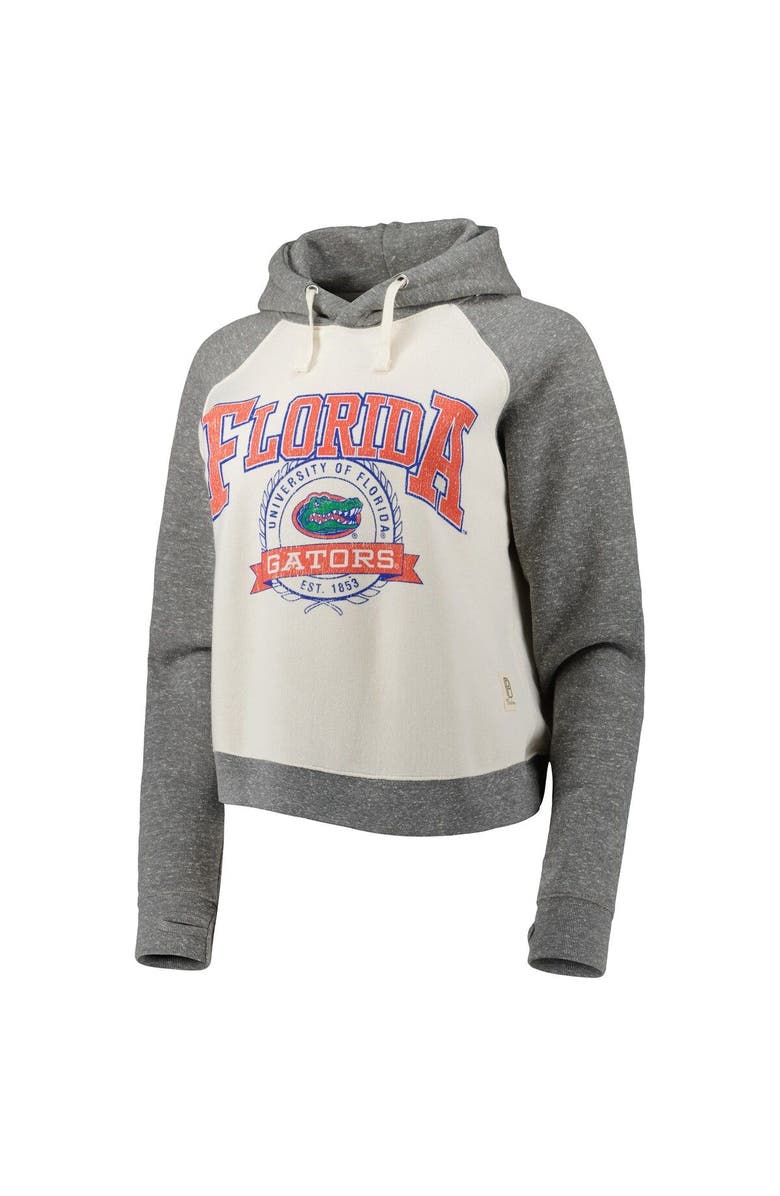 PRESSBOX Women's Pressbox Cream/Heather Gray Florida Gators Cody Tri-Bend Raglan Pullover Hoodie, Alternate, color,