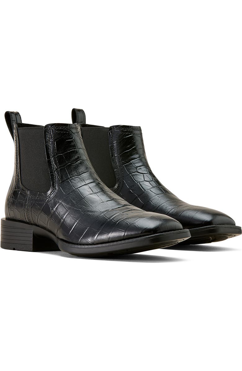 Ariat Booker Wide Square Toe Western Chelsea Boot, Alternate, color, Black