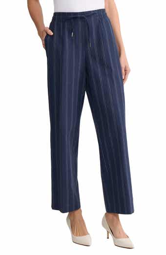 Stripe Tie Waist Linen Blend Pants