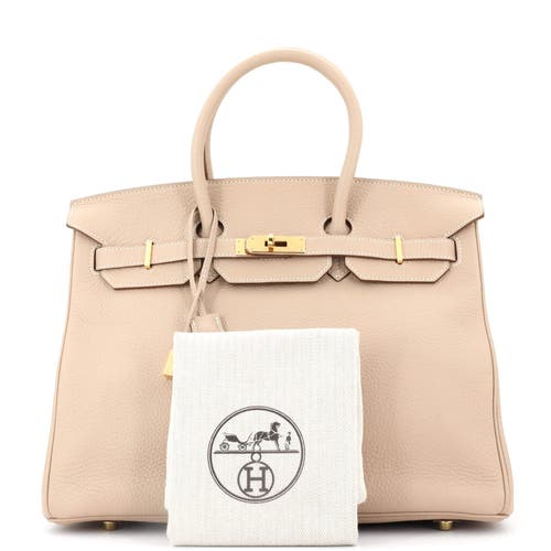 Pre-owned Hermes Hermes Birkin Handbag Light Clemence With Gold Hardware 35 In Brown