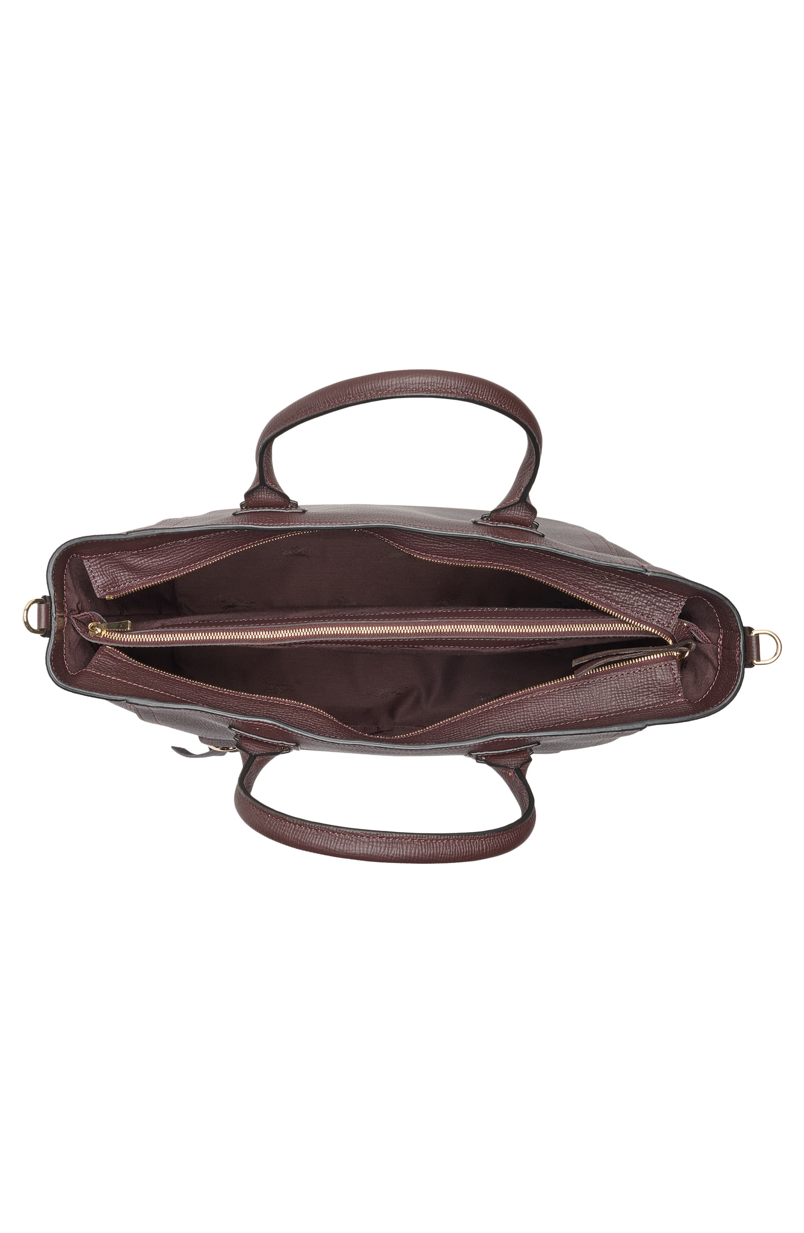 Longchamp Leather Briefcase, Alternate, color, Eggplant