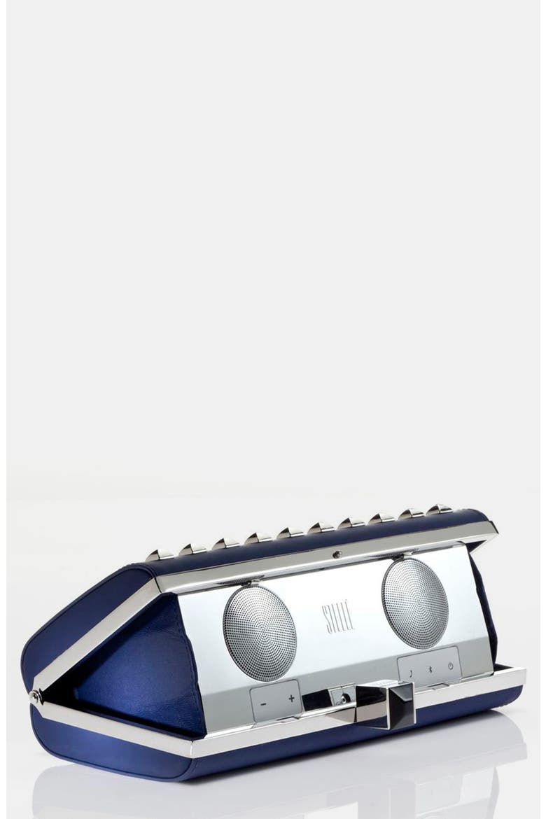 Rebecca Minkoff for Stellé Audio 'Studded Speaker' Clutch, Main, color, NAVY BLUE
