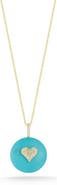 SPHERA MILANO Cubic Zirconia & Synthetic Turquoise Disc Pendant Necklace