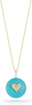 SPHERA MILANO Cubic Zirconia & Synthetic Turquoise Disc Pendant Necklace