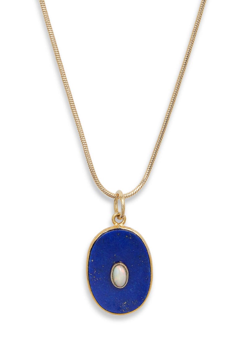 Lunaris Lapis & Opal Pendant Necklace, Main, color, GOLD