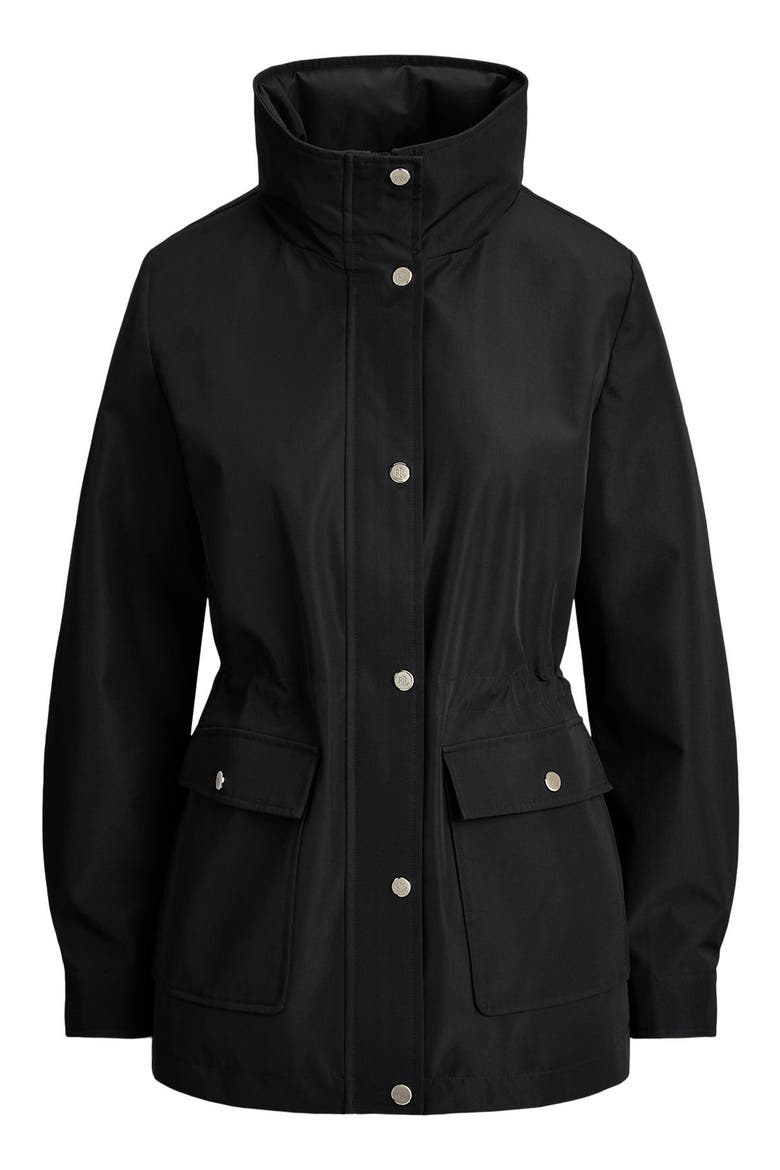 Hooded Contrast Trim Windbreaker Jacket, Alternate, color, BLACK