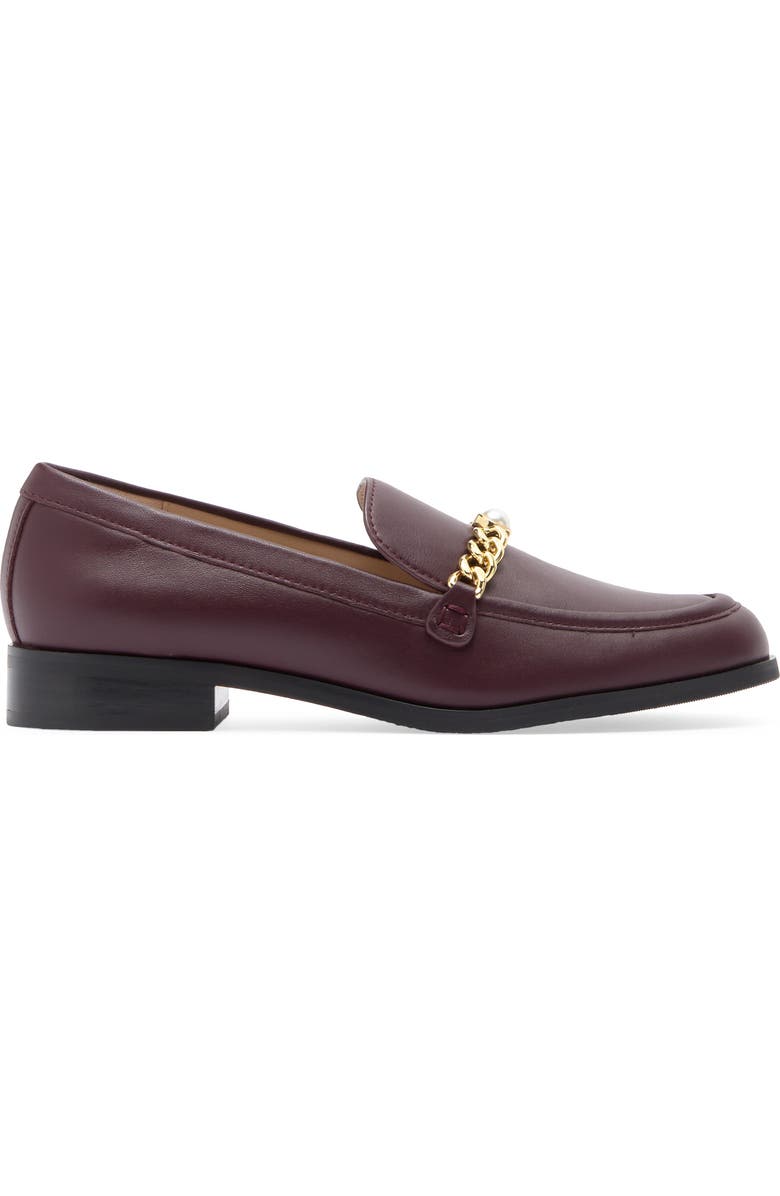 Stuart Weitzman Owen Pearl Chain Loafer, Alternate, color, Cabernet