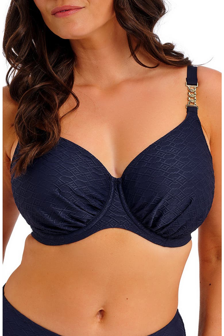 Azores Underwire Gathered Full Coverage Swimsuit Top, Main, color, MIDNIGHT
