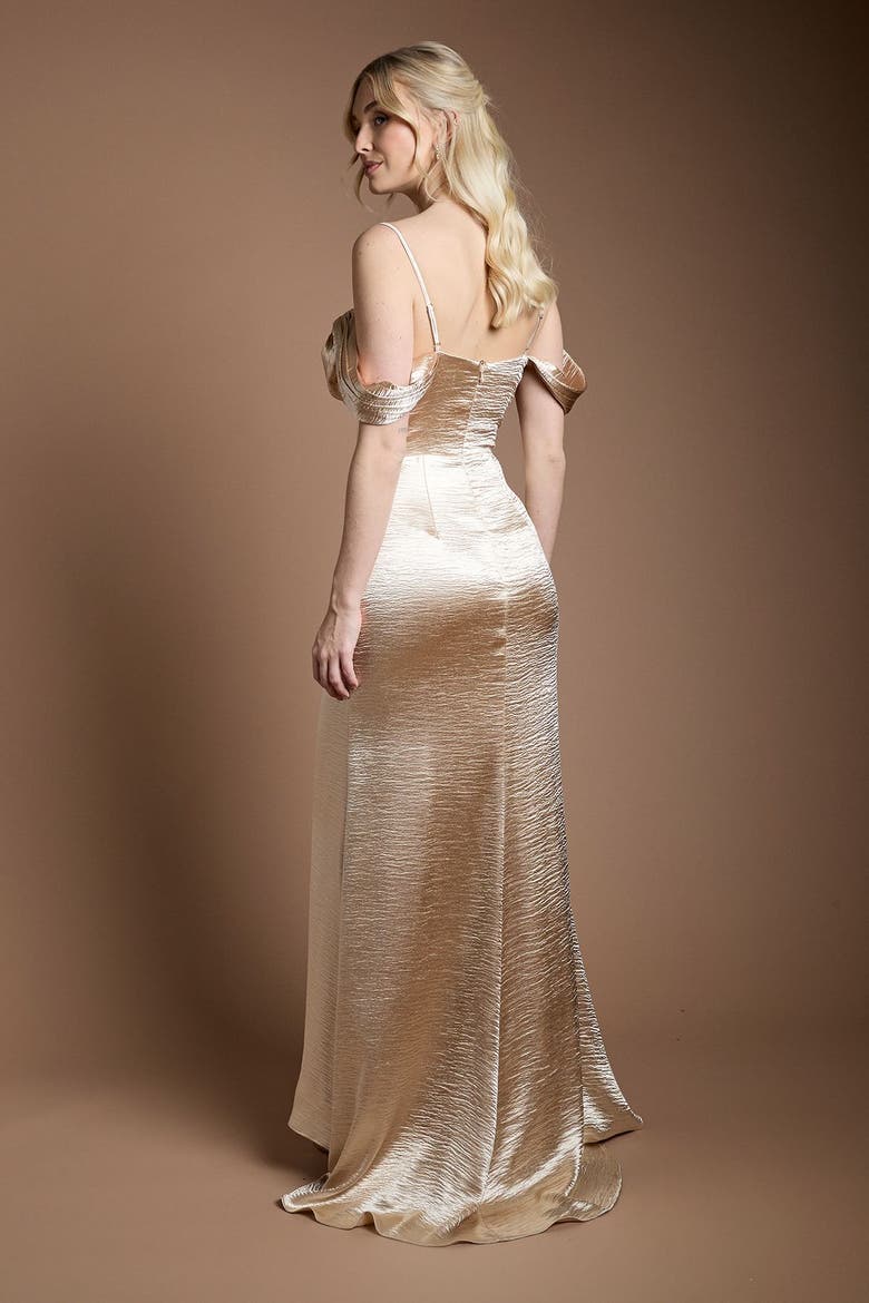 Cowl Neck Bridesmaid Maxi Dress, Alternate, color, Champagne