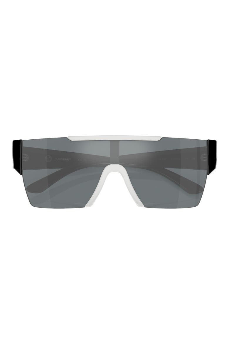 Kids' 128mm Rectangular Shield Sunglasses, Alternate, color, WHITE / GREY MIRROR BLACK