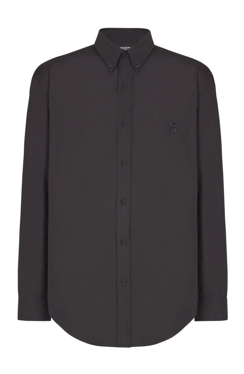 Balmain Cotton poplin shirt, Alternate, color, Black