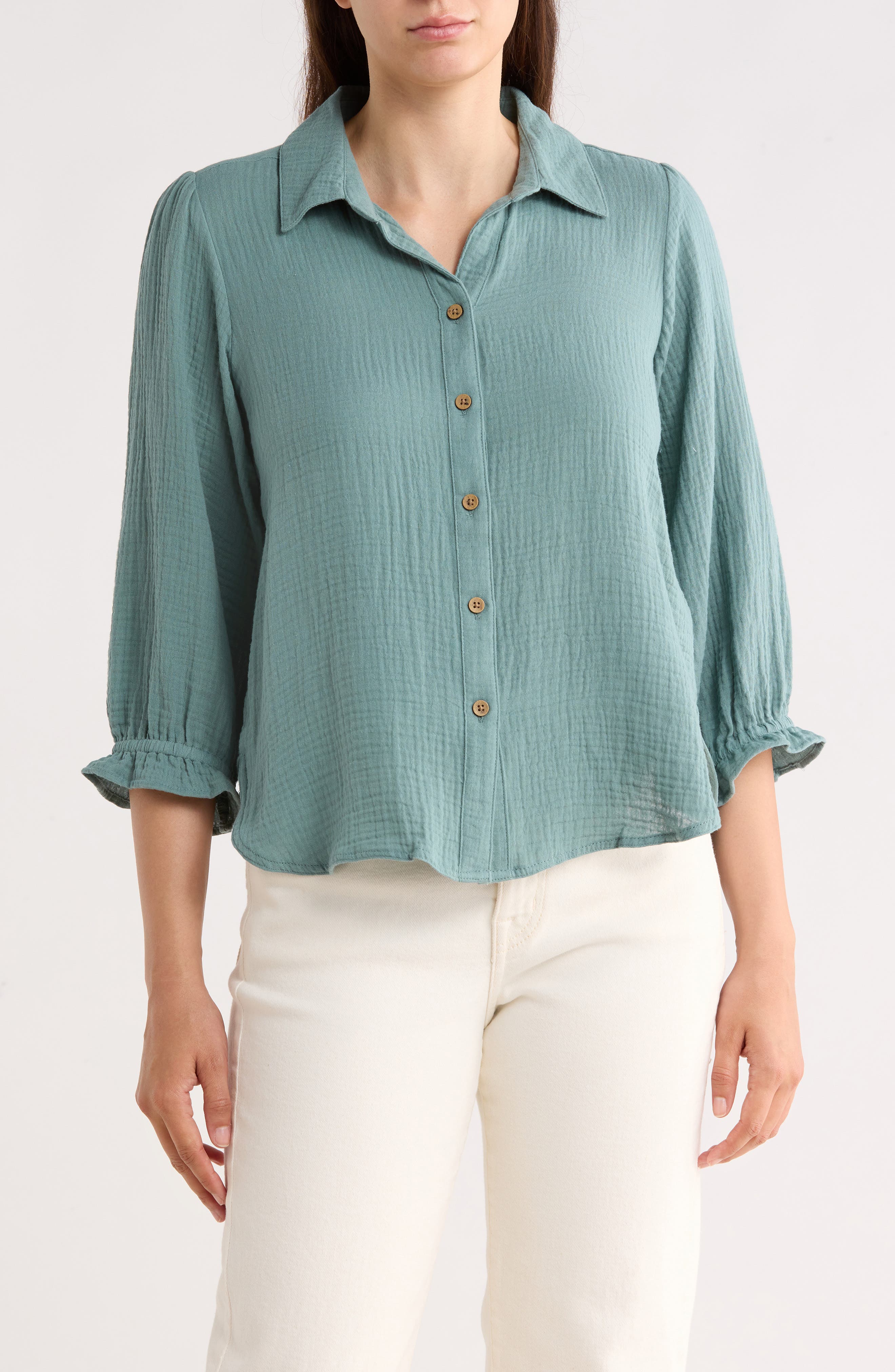 Trove New York Sunset Cotton Gauze Button-Up Shirt