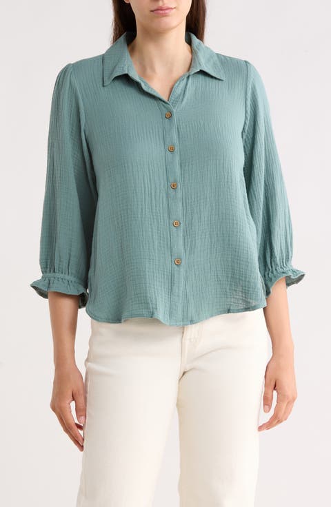 Sunset Cotton Gauze Button-Up Shirt