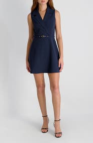 French Connection Azra Belted Sleeveless Twill Minidress