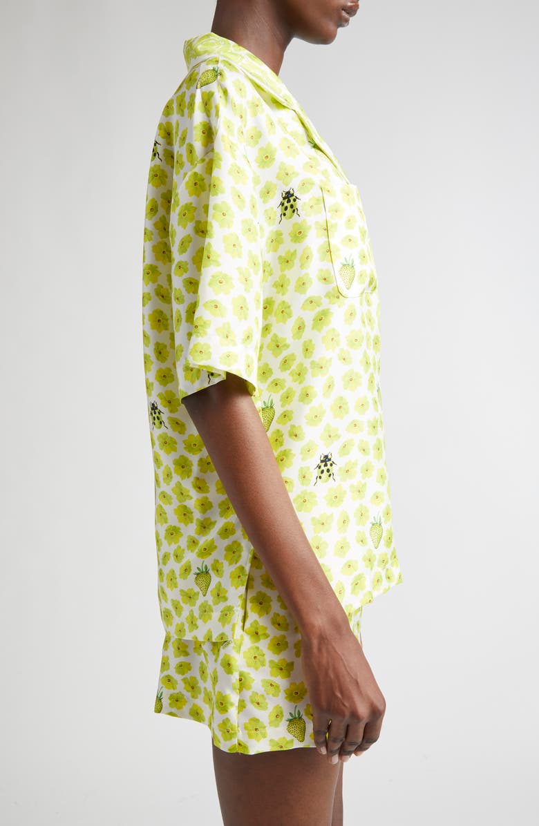 Versace Strawberry Garden Print Camp Shirt, Alternate, color,