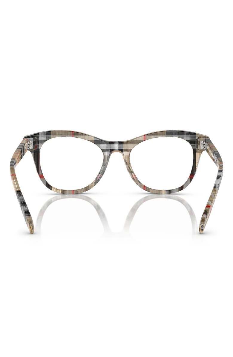 Burberry 44mm Small Cat Eye Optical Glasses, Alternate, color, Vintage Check / Demo Lens