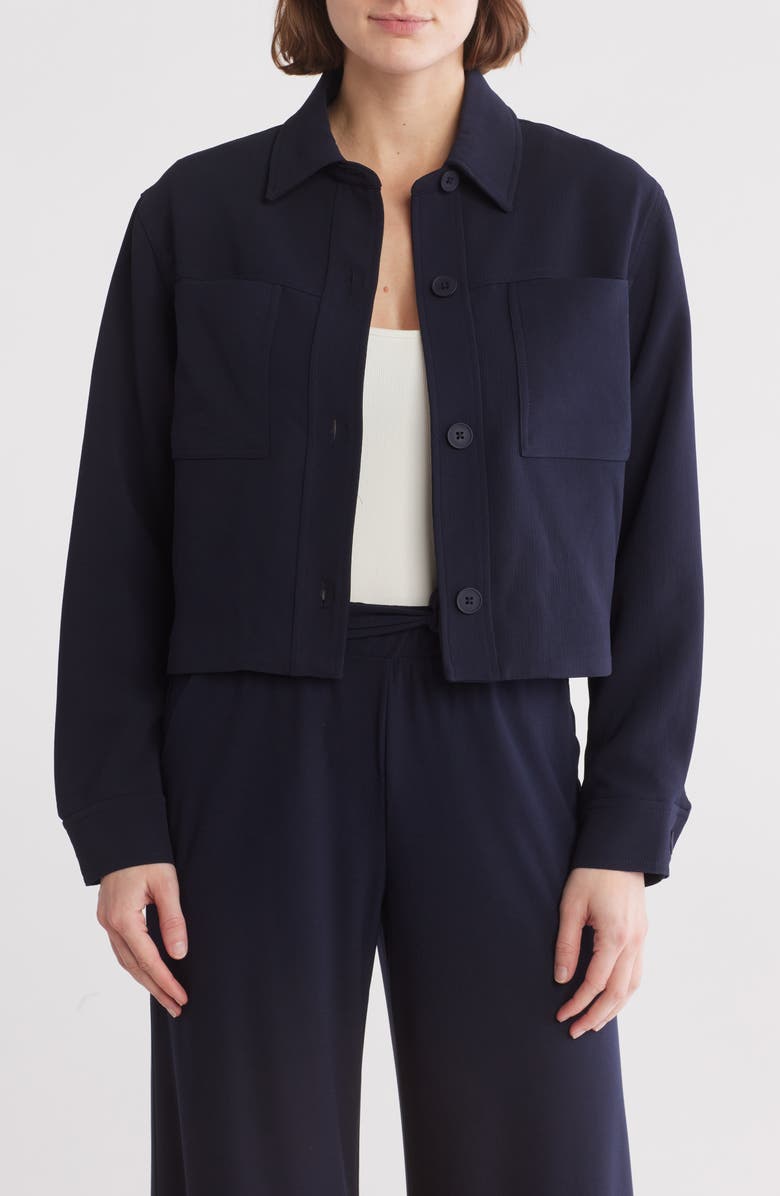 T Tahari Crop Jacket, Main, color, Deep Navy