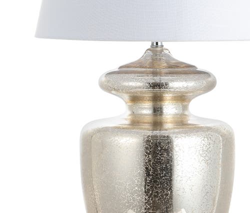 Jonathan Y Hughes 31" Glass Led Table Lamp, Mercury Glass In Mercury Silver/ivory