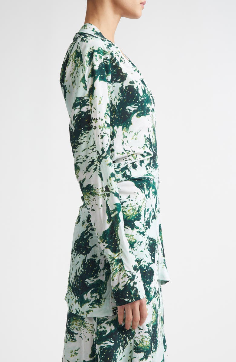 Proenza Schouler Adela Print Long Sleeve Top, Alternate, color, Dark Green Multi