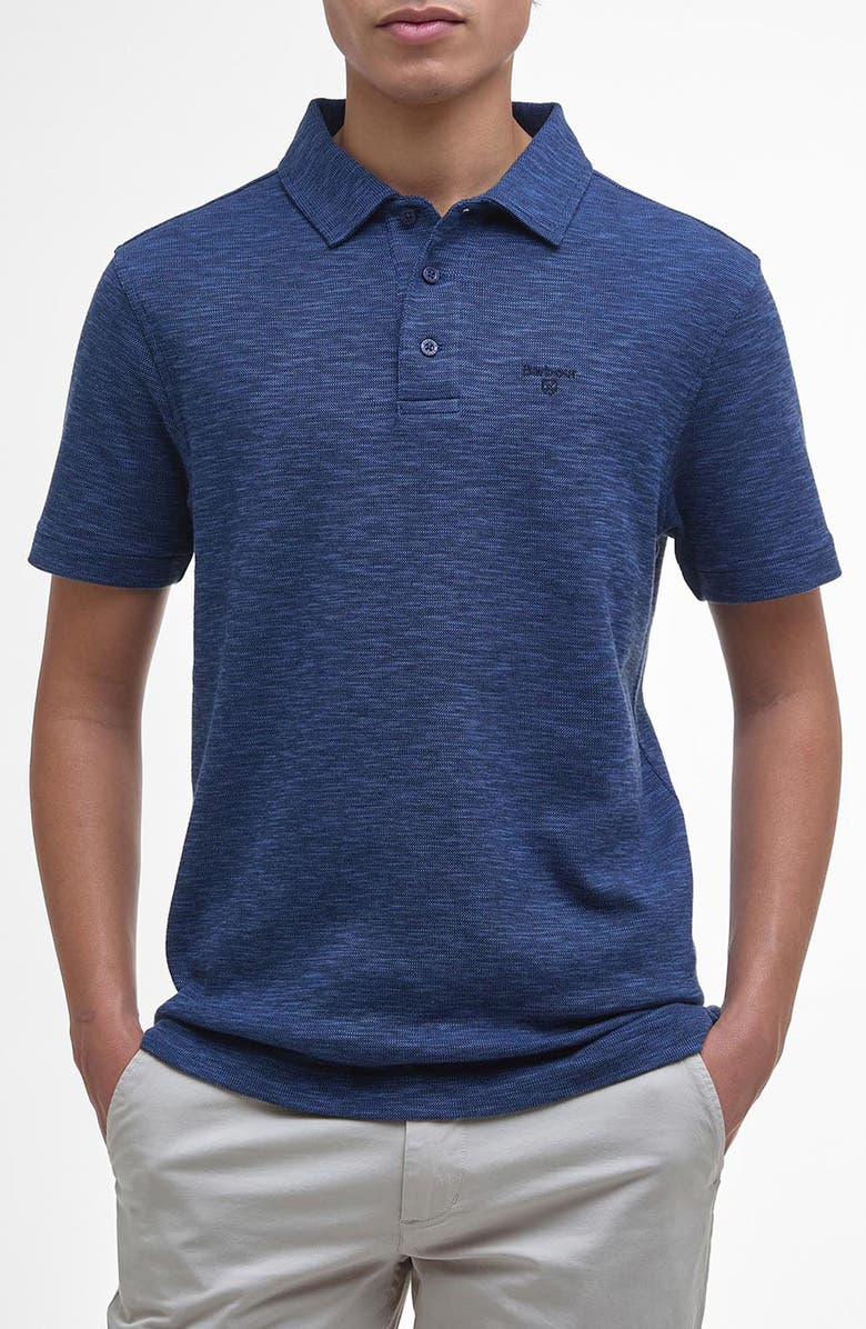 Barbour Hepple Slub Cotton Piqué Polo, Main, color, Dark Denim