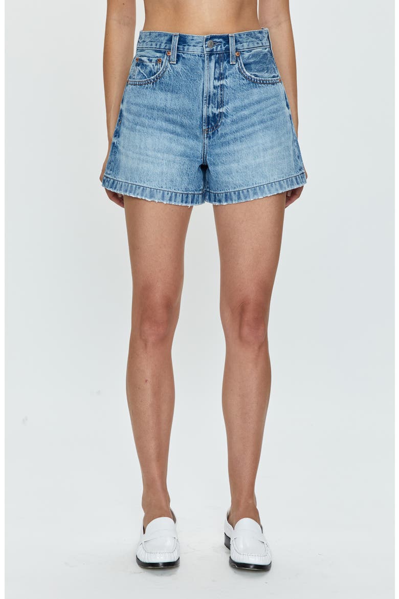 Saige High Waist Denim Shorts, Main, color, FRENCH RIVIERA