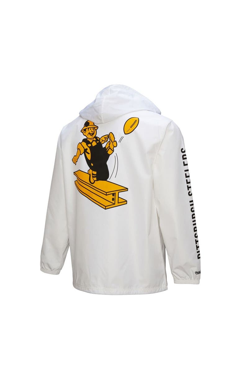 Mitchell & Ness Men's Mitchell & Ness White Pittsburgh Steelers Vintage Logo Coaches Full-Snap Hoodie Jacket, Alternate, color, White