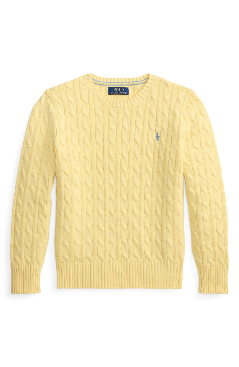 Polo Ralph Lauren Kids' Cable Stitch Sweater, Main, color, T-Bird Yellow